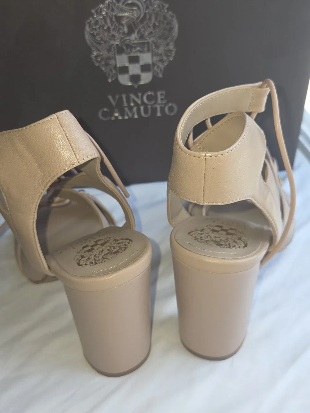 Vince Camuto Blush Lace-Up Studded High Heel Sandals